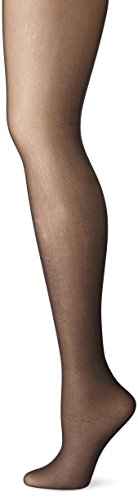 No Nonsense Women's Control Top with Sheer Toe Pantyhose, Off Black, B