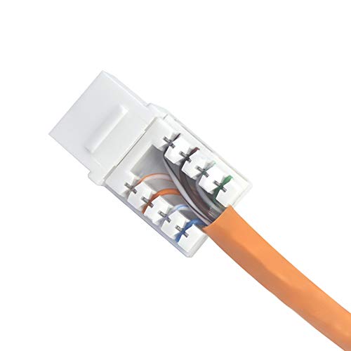 Leenue 15-Pack CAT6 Keystone Jacks 90-Degree, Punch Down Keystone Jack Adapter,RJ45 Keystone Insert Module Connector for Wall Plate/Patch Panel, White - Thumbnail 4