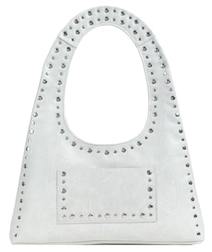 Studded Purses for Women Vegan Leather Handbag Vintage Y2K Tote Purse Stud Crescent Shoulder Bag Underarm Bag 2025