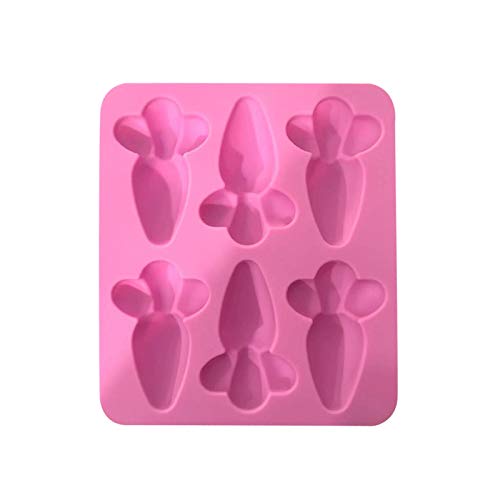 Easter Silicone Molds - Carrot Shaped Chocolate Mold, 6 Cavity 3D Cake Candy Jello Fondant Lollipop Toffee Pudding Mold Kitchen Baking Tool DIY Soap Mold