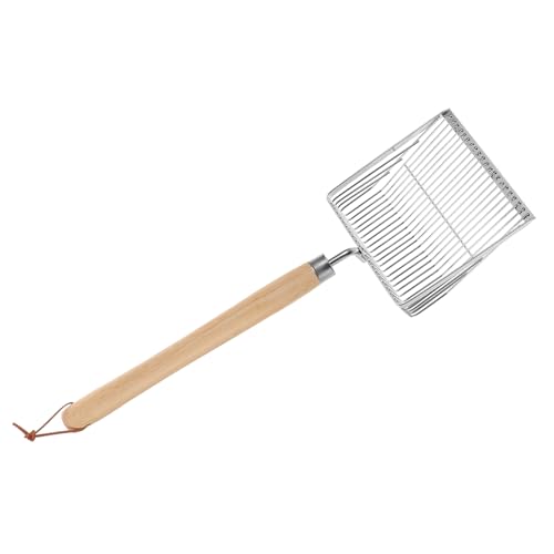 Toddmomy Stainless Steel Beach Shovel with Wooden Handle Long Mesh Sand Sifter Tool for Shell Collecting Lightweight Design for Summer Beach Fun and Family Bonding Activities