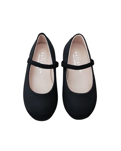 KAILEE P Girls Satin Mary Jane Flats (Black, US Footwear Size System, Infant, Numeric, Medium, 5)