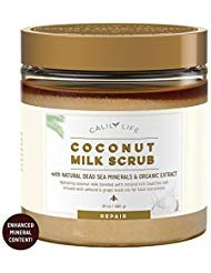 Calily Life Organic Coconut Milk Scrub with Dead Sea Minerals, 24 Oz. – Deep Nourishment and Moisturizing- Exfoliates, Removes Wrinkles, Clears Eczema, Gets Skin Smooth & Revitalized [ENHANCED]