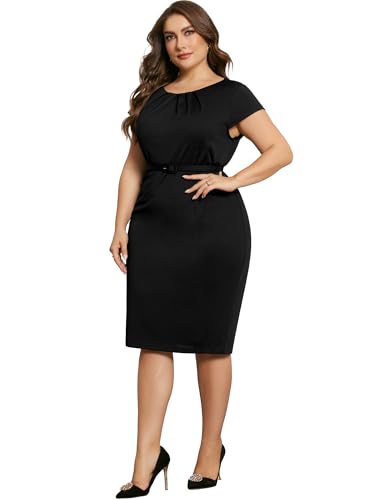 Image of Agnes Orinda Plus Size Office Dress for Women 50s 60s Vintage Pencil Dress Bodycon Wear to Work Dresses