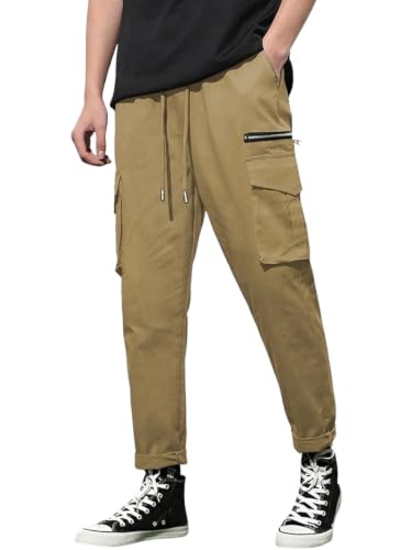 Image of GRECIILOOKS Men's Cargo Pants | 6 Pocket Cotton Cargo Joggers for Men | Loose Fit Stylish Pant with Pockets | Casual Baggy Trousers & Streetwear Lower