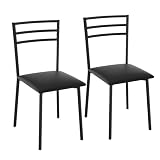 VECELO Metal Dining Chair Set of 2, Modern Armless with Cushioned Seat for Kitchen, Living Room, Black