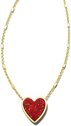 Kendra Scott Womens Heart Pendant Necklace Gold Red Kyocera Opal One Size One Size