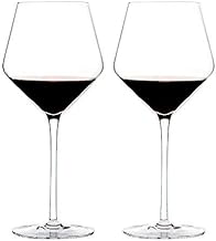 Triangle 23oz, Hand Blown Lead-free Crystal Glass Burgundy/Pinot Noir Red Wine Glasses, Set of 2, Large Bowl and Long Stem, Wedding Gift Set
