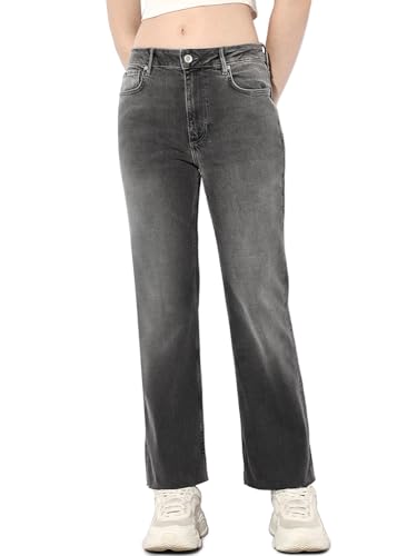 ONLY Women's Mid Rise Straight Fit Jeans | Everyday Casual Jeans for Women Grey Denim