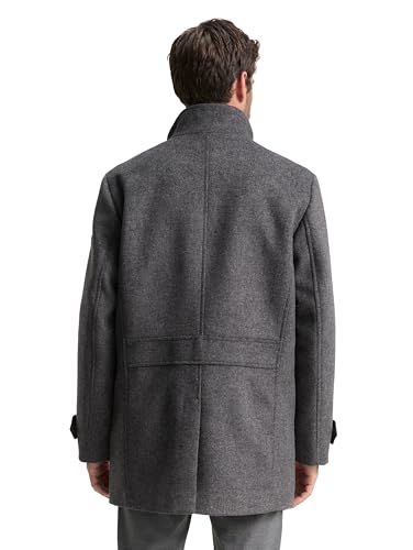 TOM TAILOR Herren Wollmantel mit Innenjacke 1032506, 30500 - Dark Grey Black Herringbone, L – Ansicht 2