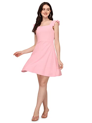 Image of Mehrang Fashion Western Dress || Stretchable Solid Sleeveles Frill Dress for Women || Western Dresses for Women || Dress for Women|| Summer Short Dresses for Women