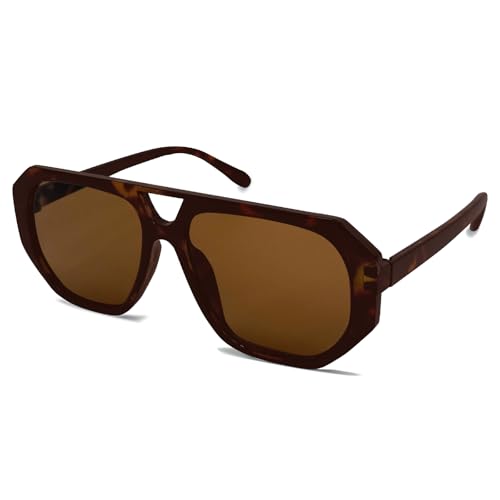 Image of LOHO MAGICA Rectangle Aviator Sunglasses, Retro Sunglasses for Women Men, Trendy Flat Frame Vintage 70s Sun Glasses