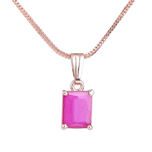 Gehena by Estele Fashion Jewellery for Women: Rosegold Plated CZ Entrancing Ruby Solitaire Crystal Pendant with Chain/Pendant Necklace-Versatile Stylish Appeal for Girls and Women-G-AD002-RGRB PENDANT (B0D83TGH5C) Amazon Price History, Amazon Price Tracker