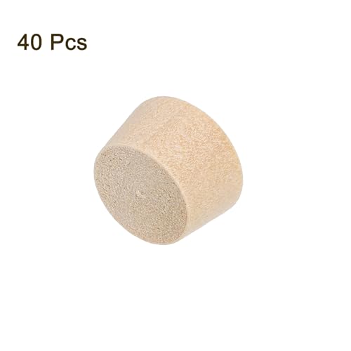 Image of uxcell 40Pcs Wood Button Plugs, 11.5mm /0.45 inch Flat Head Hardwood Screw Hole Plug Wooden Caps Buttons Wood Plug for Furniture Woodworking Craft Decor (13mm x 11.5mm)