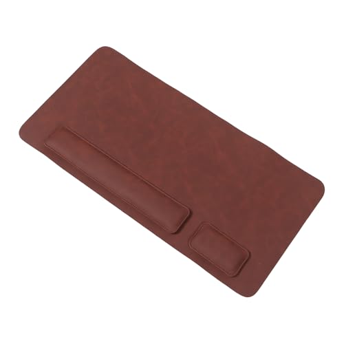 Tapis de souris et repose-poignet clavier en cuir marron pour un bureau ergonomique et chaleureux