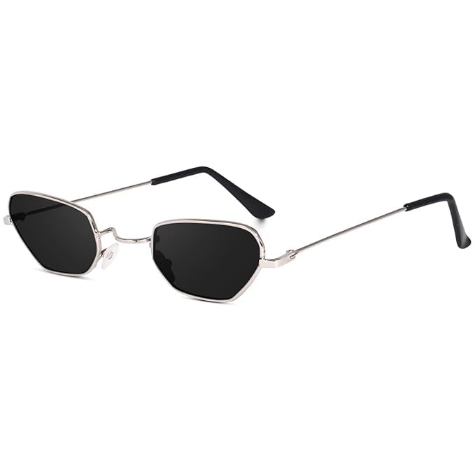 Silver Black Lens Fashion Modern Trending UV Protected Cat Eye Silver Metal Frame Sunglasses, Goggles for Women's- (Pack of 1) Size Small-image-47