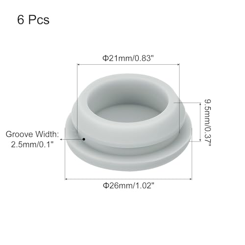 Image of MECCANIXITY 6pcs Silicone Snap in Locking Hole Plugs,21mm /0.8 Inch Mounting Diameter Narrow Groove Width 2.5mm Panel Seal Cover Round for Kitchen Bulkheads Waterproof Sealing Plugs Grey