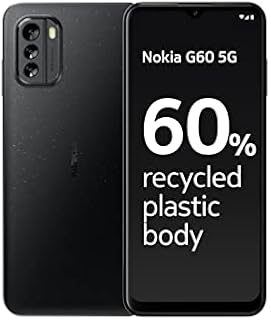 Nokia G60 5G Smartphone, 6.58 HD+ 120Hz display, 4GB RAM & 64GB Storage, Android 12 & 3 OS upgrades, 50MP AI rear camera, 3 Years of Warranty, made of 60% Recycled Plastic, 2 Day battery life  Black