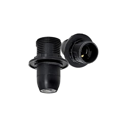 Portalámpara de plástico E14, terminal de resorte, media rosca, negro; ideal para lámparas de mesa, decoración y proyectos de iluminación.