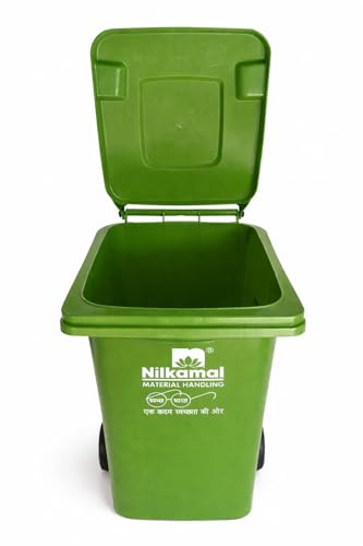 Image of Nilkamal Manual-Lift Garbage Waste Dustbin with Wheels (240 LTR, Green)