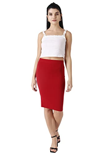 Image of POPWINGS Casual Solid Pencil Skirt for Women || Semi-Formal Office Wear Knee-Length Skirt for Women || Stylish Mini Skirt for Women || Summer Pencil Skirt for Women