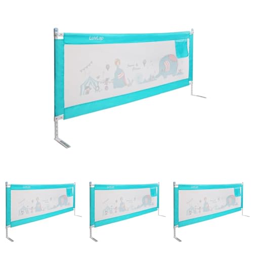 Image of LuvLap Comfy Baby Bed Rail Guard (180cmx72cm), Bed Rails for Baby & Toddler Safety, Portable, Adjustable Height, Single Side Bed Rail, Pack of 4, Blue