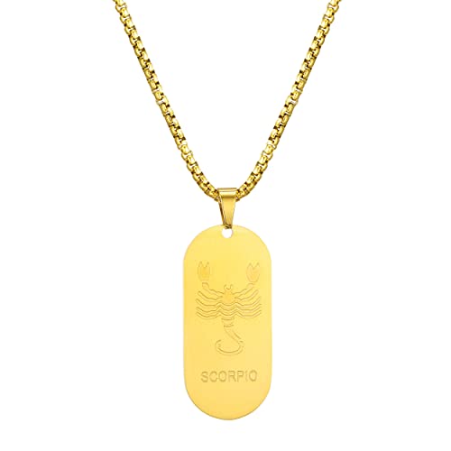 AFSTALR Collier Signe Astrologique Scorpion Pendentif Or Zodiaque Collier Cadeau de Noël Hommes