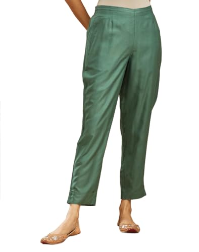 Pantalon ethnique en soie vert Fabindia voyagez à travers la mode