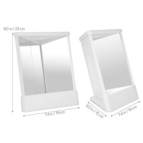 Espejo de maquillaje rectangular blanco con base giratoria miniatura 7