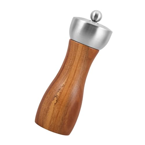 Garneck Stainless Steel Core Pepper Mill Manual Salt Pepper Grinder Wooden Handle Fine Ceramic Grinding Easy to Use