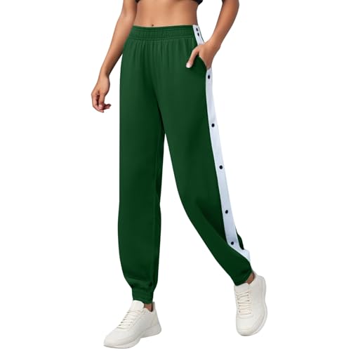 Pantalon de jogging boutonné femme coupe ample et décontractée à revers
