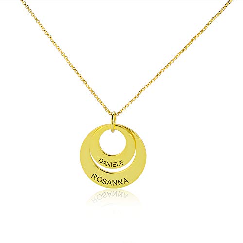 MOOXURY Personalized 3 Circle Necklace with Name,Custom Engraved Name Necklace Sterling Silver Gold Necklace Gift for Friends,Mom,Wife,Girlfriend