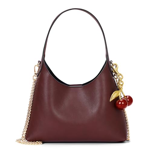 GSenhui Mini Handtasche Damen Hobo Bag Große Umhängetasche Tragetasche Tote Bag Damen Small Shoulder Bag Women Handbag mit Rot Kirschanhänger für Pendeln
