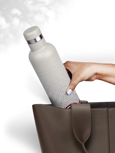 Image of NAUTICA Premium Leak-Proof Insulated Water Bottle - 1pc (Yacht)| 750ml | Stainless Steel Flask with 24 Hours Temperature Retention | Ideal for Travel, Gym, Office Use Oreo Big Printed - Beige /Navy