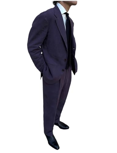 Costume en lin pour homme deux pièces léger veste revers cranté contre la chaleur du bal