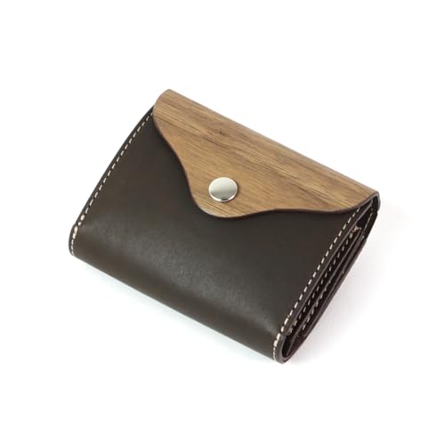 [VARCO REAL WOOD] Palm wallet コンパクト mini ミニ ウォレット メンズ レディース 本革 天然木 ウッド レザー 日本製 (チョコ)