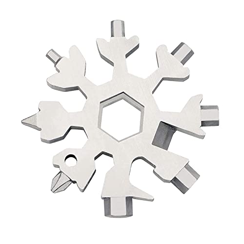 Snowflake Multi-Tool - 19-in-1 Stainless Steel Snowflake Tool with Keychain, Screwdriver, Bottle Opener, Compact and Portable for Outdoor Adventure and Daily Use