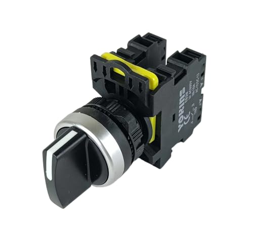 Image of YOKINS Switch Maintained Push Button, 3 way position, EB2M-A-20XS, 22mm Black color with spring return with 2NO (copper & silver contacts)