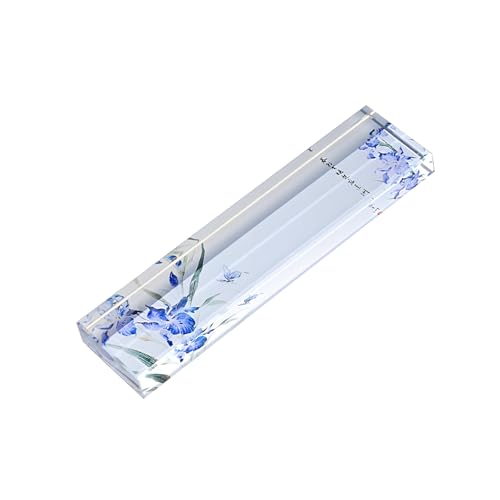 文鎮 クリスタルガラス文鎮 書道用紙を押さえるのに最適 アヤメと桃の花、柿の絵柄 おしゃれ かわいい ぶんちん 文房具 ペーパーウェイト 机 装飾 デスクトップ 装飾 贈り物470g (紫のアヤメと蝶 ZYW)