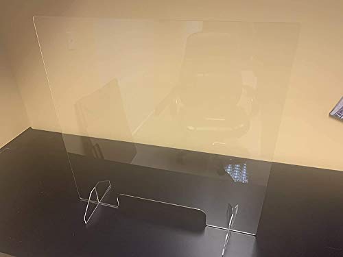 Plexiglass Sneeze Guard - 24"W X 24"H Protective Freestanding Shield Guards Against Sneezing And Coughing/Transaction Window For Offices And Stores / 1/8" Thk (11.75W X 2.5"H Cutout) (10-Pack) #TOP2