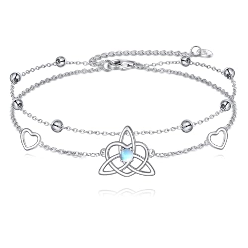 Image of VONALA Evil Eye Anklet 925 Sterling Silver Irish Celtic Knot /Witches Knot /Claddagh /Infinity Heart /Butterfly /Pineapple Chain Hotwife Anklet Foot Ankle Jewerly Gift for Women Mother Wife Sisters