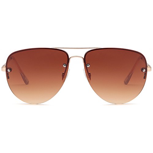 SUNLOUNGER Womens Oversized Aviator Sunglasses – Gradient Brown Lens on