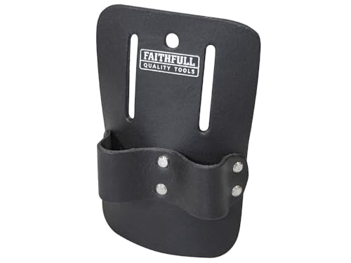 Faithfull Soporte De Llave De Andamio De Doble Bucle De Cuero Negro Para Cinturón De Herramientas