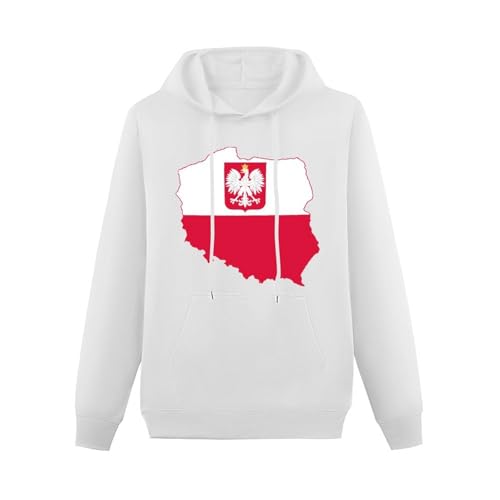 Flag Map of Poland Unisex Casual Hoodies Long Sleeve Lightweight Pullover Tops Loose Sweatshirt with Pocket3