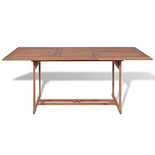 Table de jardin en teck massif 180x90 cm résistante aux intempéries - 4