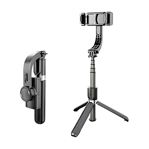 Estabilizador Gimbal Portátil de 3 Eixos para Celular com Tripé de Aderência e Bastão De Selfie 360º