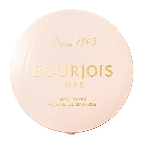 Bourjois Highlighter Puder Maxi Round Box, leichte Textur, vegane Formel, leicht zu verblassendes Pulver, Farbton 03 Highlighter, Für natürlichen Glanz, Langanhaltender Halt