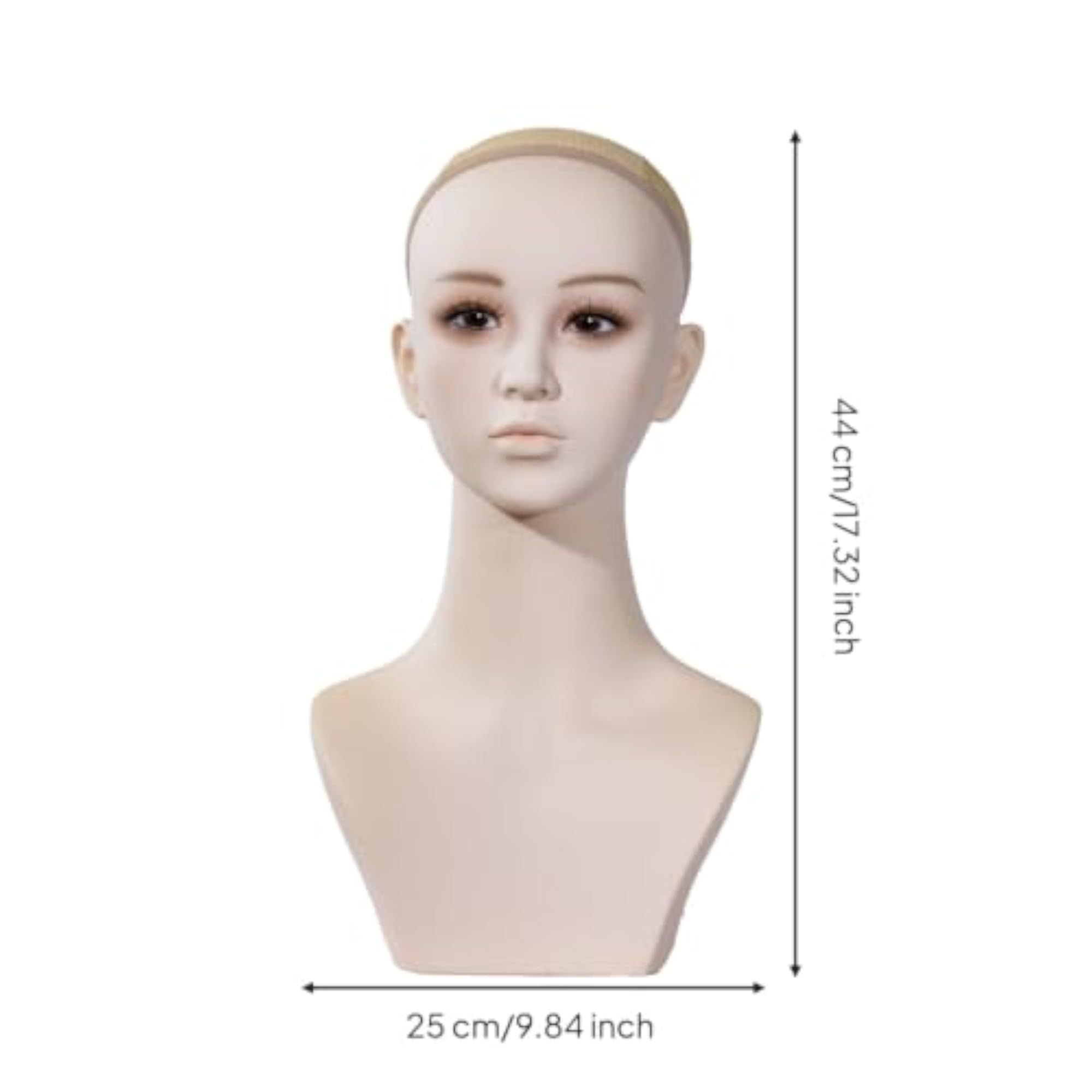Flesh-Tone HairPC Mannequin Bust PVC Makeup Display Bust