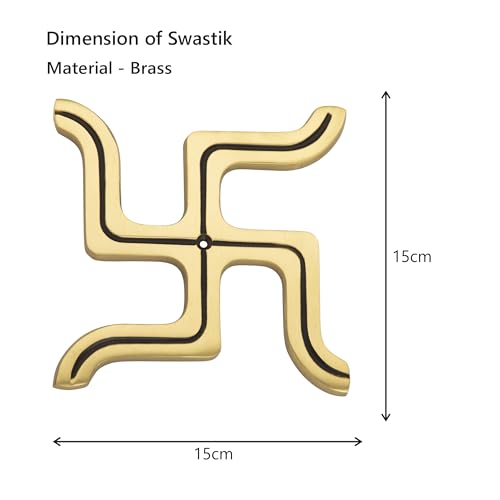 Image of COMPASS Brass Home Decorative Decor SWASTIK 卐 Wall Hanging Showpiece Antique | DI SW| Size:- 15 X15 cm | Pack Of 1