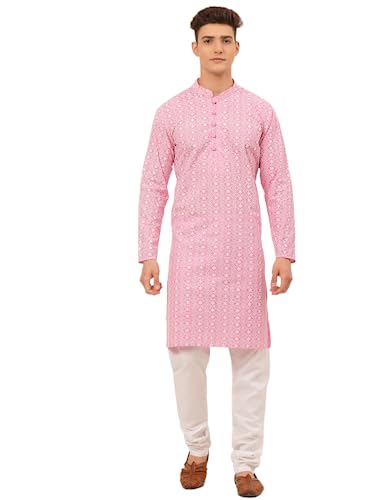 Image of Jompers Men's Embroidered Pure Cotton Kurta Pyjama Set.